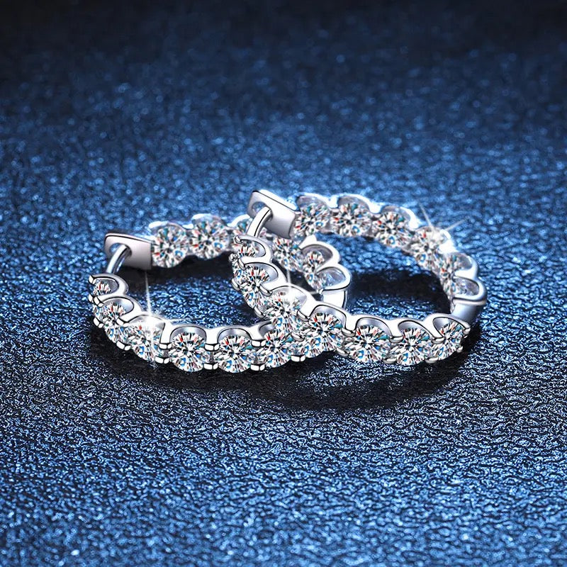 Eternity Hoop Moissanite Earrings 925 Silver