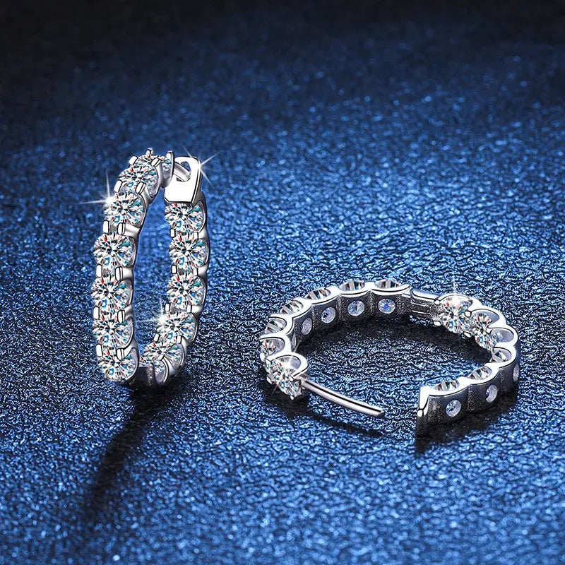 Eternity Hoop Moissanite Earrings 925 Silver
