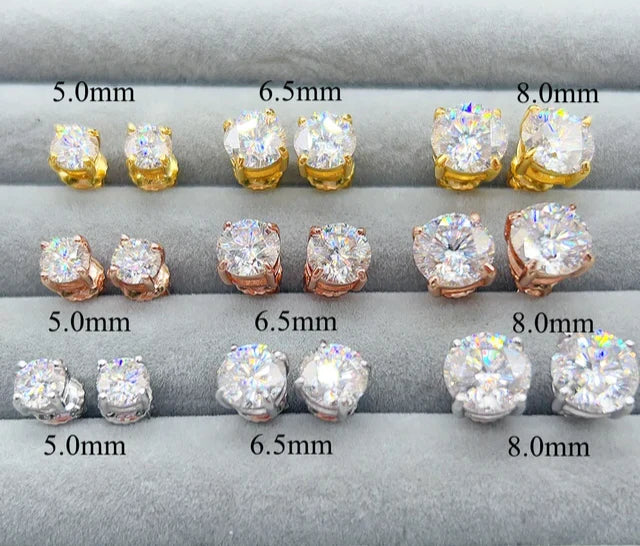 Pink Moissanite Round Stud Earrings 925 Silver