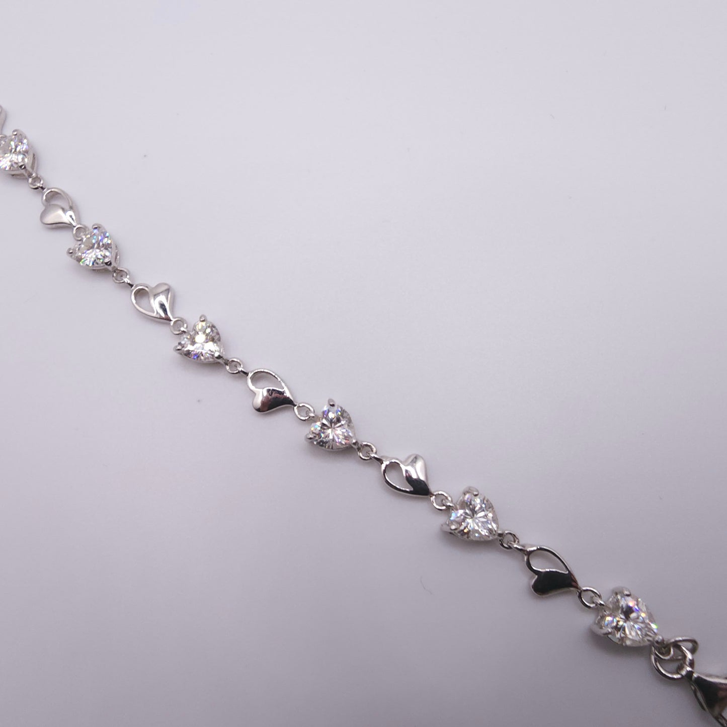 Loving Hearts Moissanite Bracelet / Anklet 925 Silver