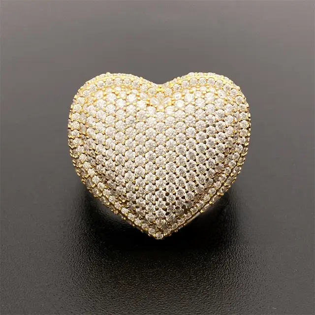 Moissanite Heart Ring Front Yellow