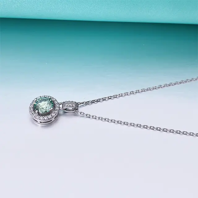 Blue Moissanite Pendant Side