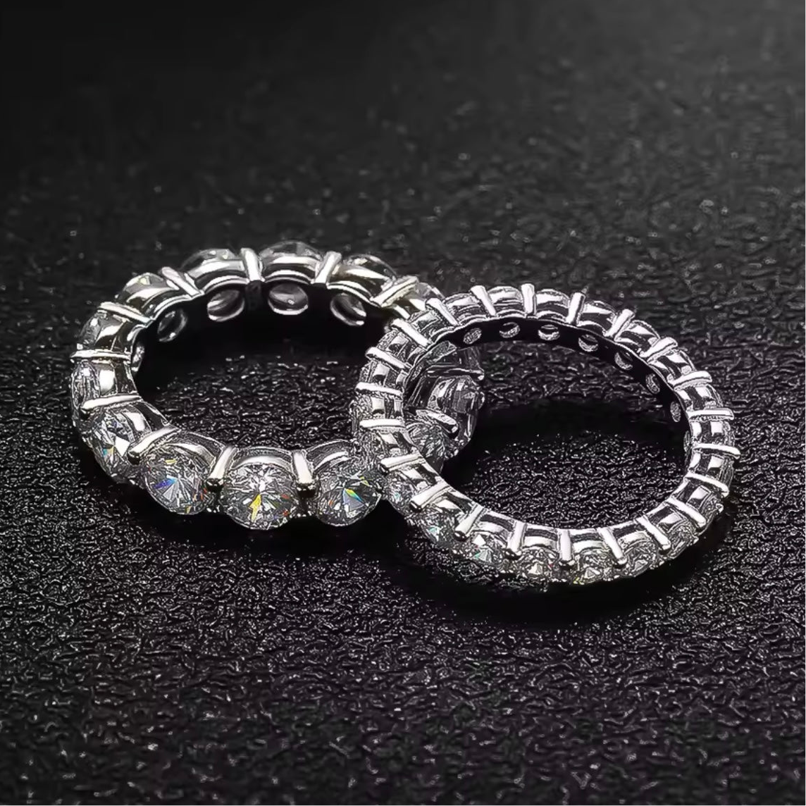 3-5mm Moissanite Eternity Band 925 Silver