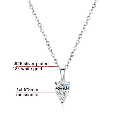 "The Simplistic" Pear Cut 1ct Moissanite Necklace 925 Silver