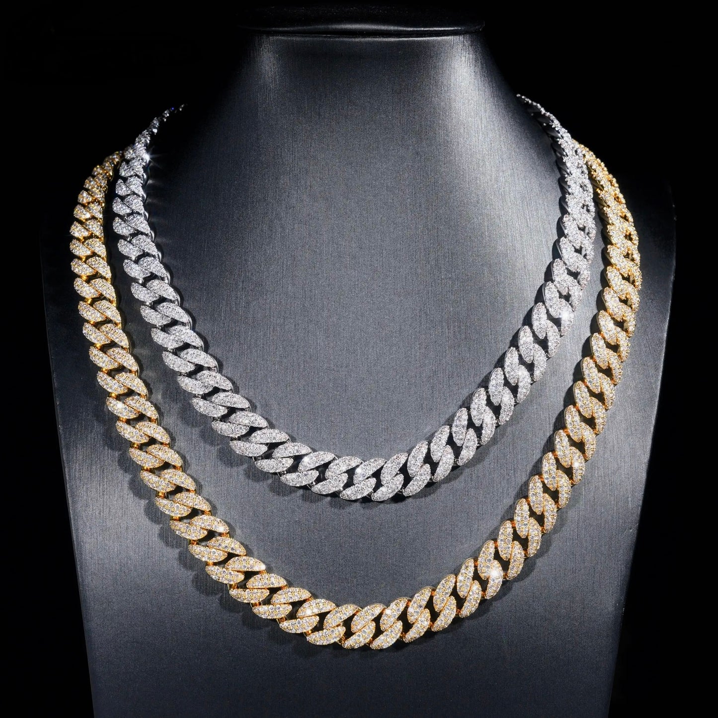 12mm Miami Cuban Link Chain Moissanite 925 Silver