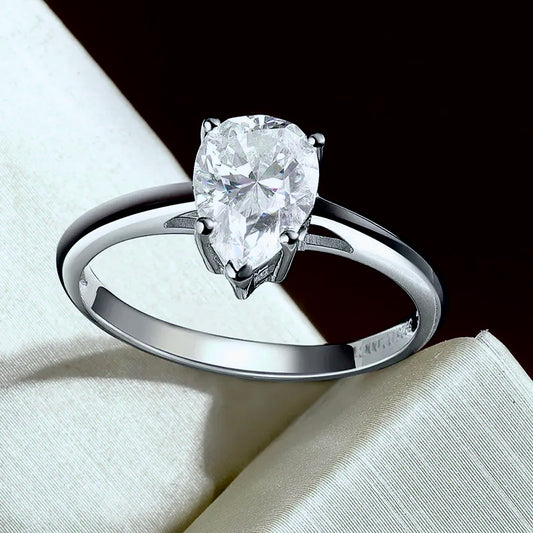 "Fruit of Love" 2ct Pear Cut Moissanite Engagement Ring 925 Silver