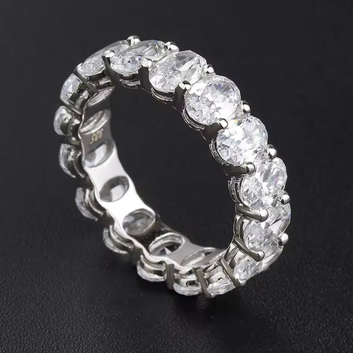 Oval Cut Moissanite Full Eternity Band .925 Silver