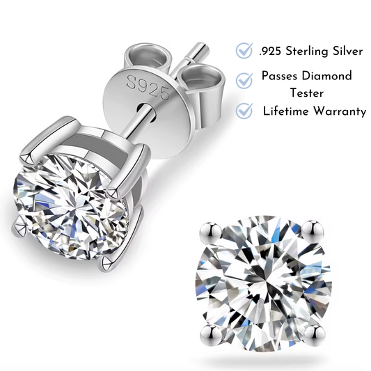 6mm Moissanite Stud Earrings 925 Silver