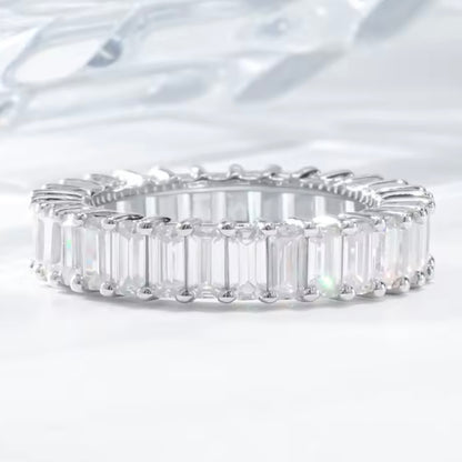 Emerald Cut Moissanite Full Eternity Band .925 Silver