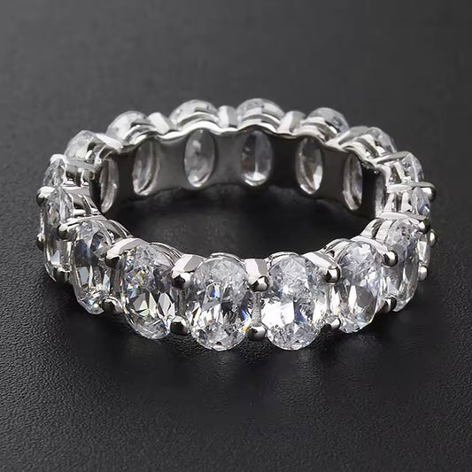 Oval Cut Moissanite Full Eternity Band .925 Silver