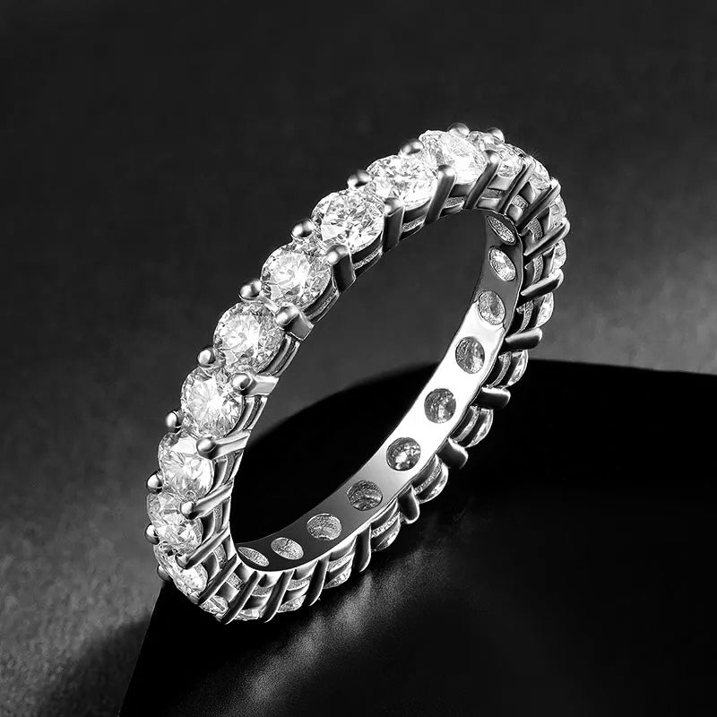 3-5mm Moissanite Eternity Band 925 Silver