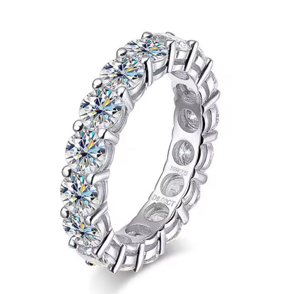 3-5mm Moissanite Eternity Band 925 Silver