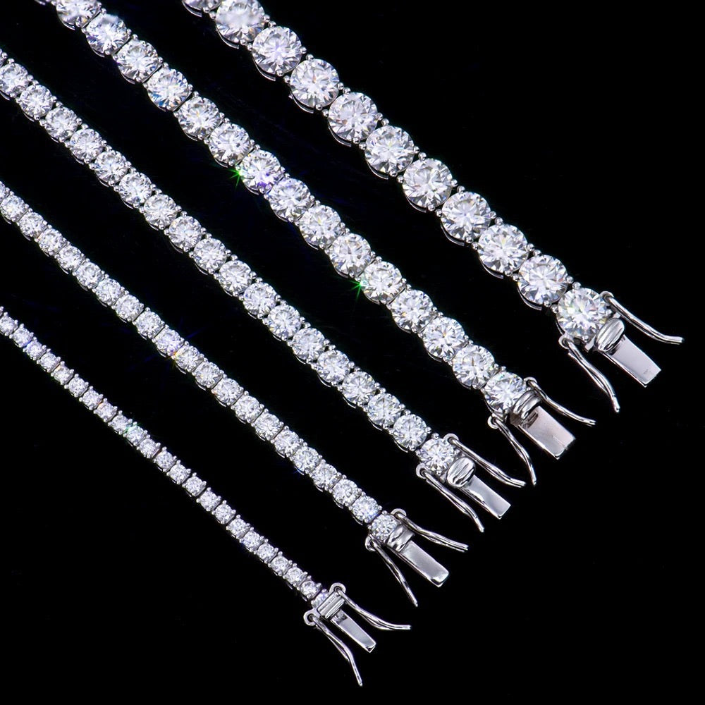 2-6.5mm Round Moissanite Tennis Bracelet 925 Silver