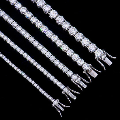 2-6.5mm Round Moissanite Tennis Bracelet 925 Silver