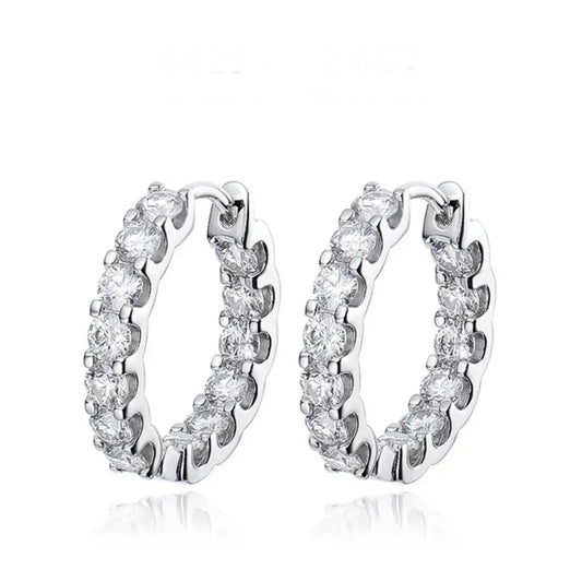 Eternity Hoop Moissanite Earrings 925 Silver