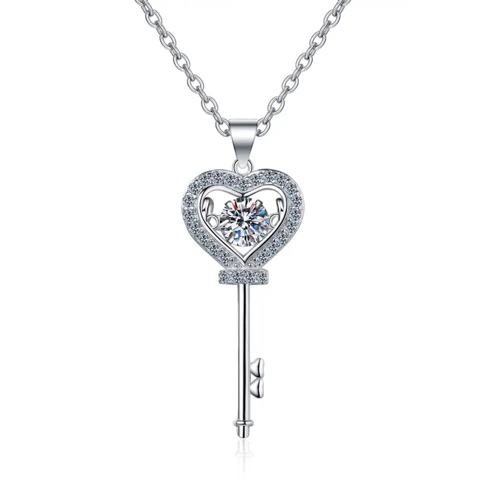 "The Key To Her Heart" Moissanite Necklace 925 Silver