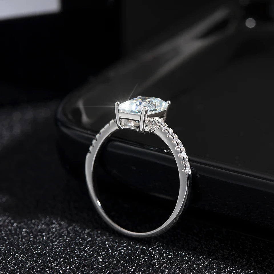 "Pure Radiance" 3ct Radiant Cut Moissanite Engagement Ring 925 Silver