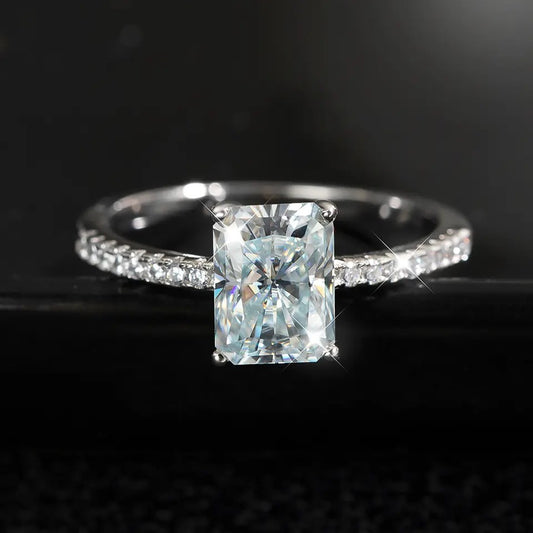 "Pure Radiance" 3ct Radiant Cut Moissanite Engagement Ring 925 Silver