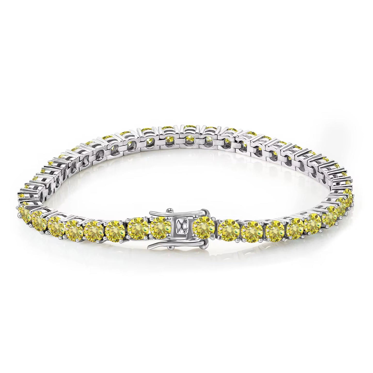 Fancy Yellow Moissanite 4mm Tennis Bracelet