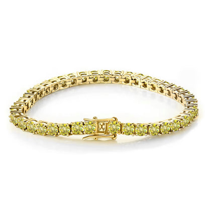 Fancy Yellow Moissanite 4mm Tennis Bracelet