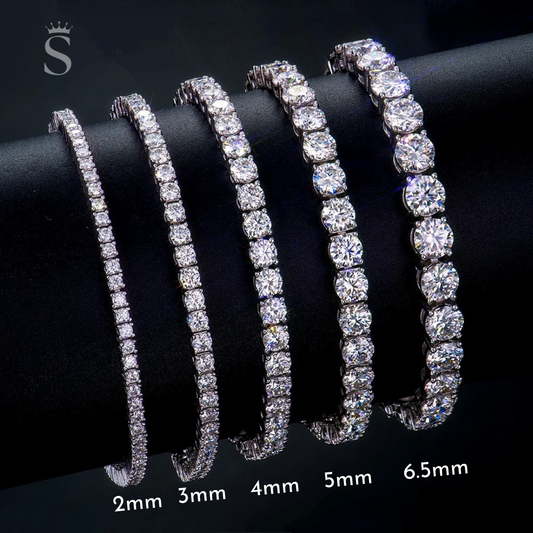 2-6.5mm Round Moissanite Tennis Bracelet 925 Silver