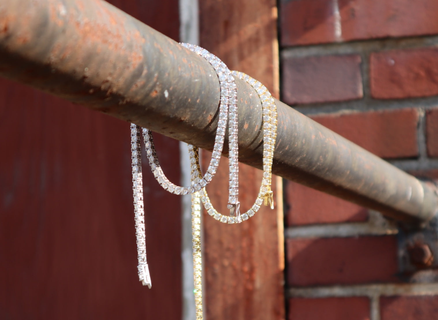 4mm Moissanite Tennis Chain Rustic Background