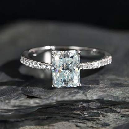 "Pure Radiance" 3ct Radiant Cut Moissanite Engagement Ring 925 Silver