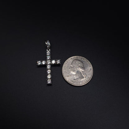 Moissanite Cross Pendant Medium 4mm Stones 925 Silver