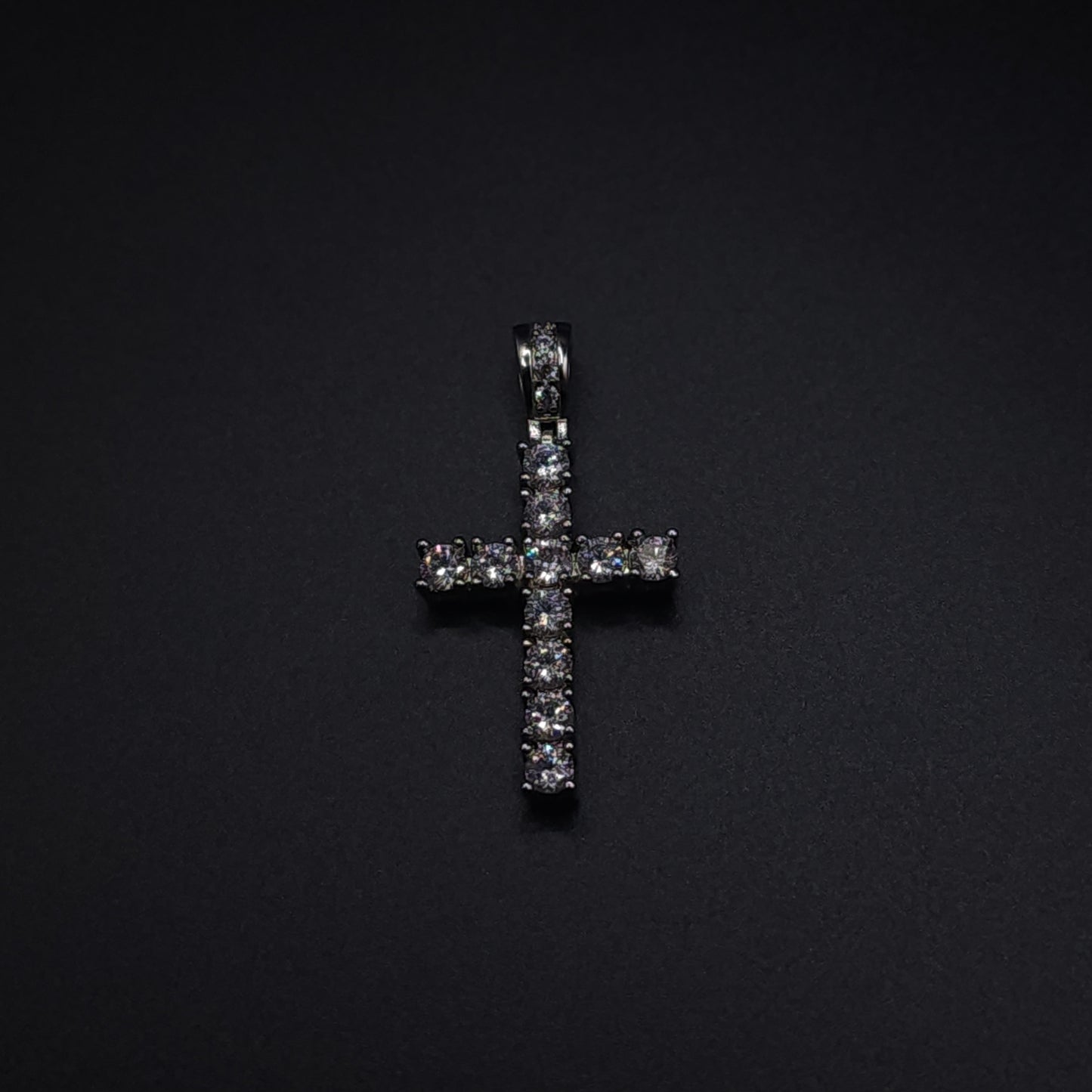 Moissanite Cross Pendant Medium 4mm Stones 925 Silver