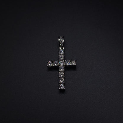 Moissanite Cross Pendant Medium 4mm Stones 925 Silver