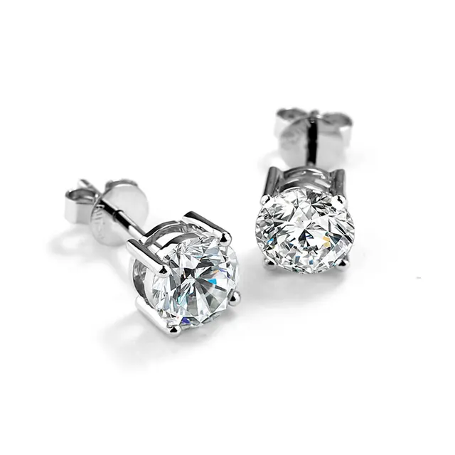 Round Moissanite Stud Earrings Front