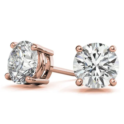 Round Moissanite Stud Earrings Rose