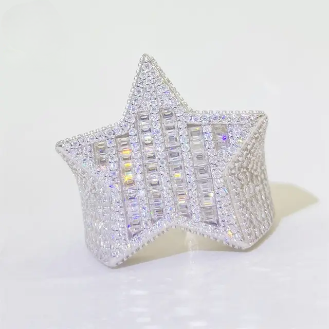 Star Moissanite Baguette Ring Front