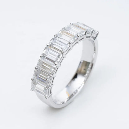 Emerald Cut Moissanite Ring Close Up