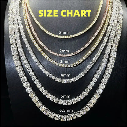 3mm Moissanite Tennis Chain Sizes